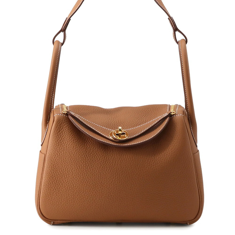 Hermes Lindy 26 Handbag, Gold, Taurillon Clemence Leather, K Stamp, HERMES 2-...